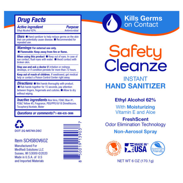 SafetyCleanze 62% Alcohol Hand Sanitizer Spray, 6 oz (Case of 12) - Image 2